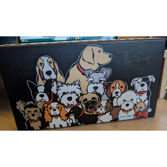 MARC TETRO Large Black Wallet Faux Leather ALL DOGS NEW NWT and box - Picture 2 of 5